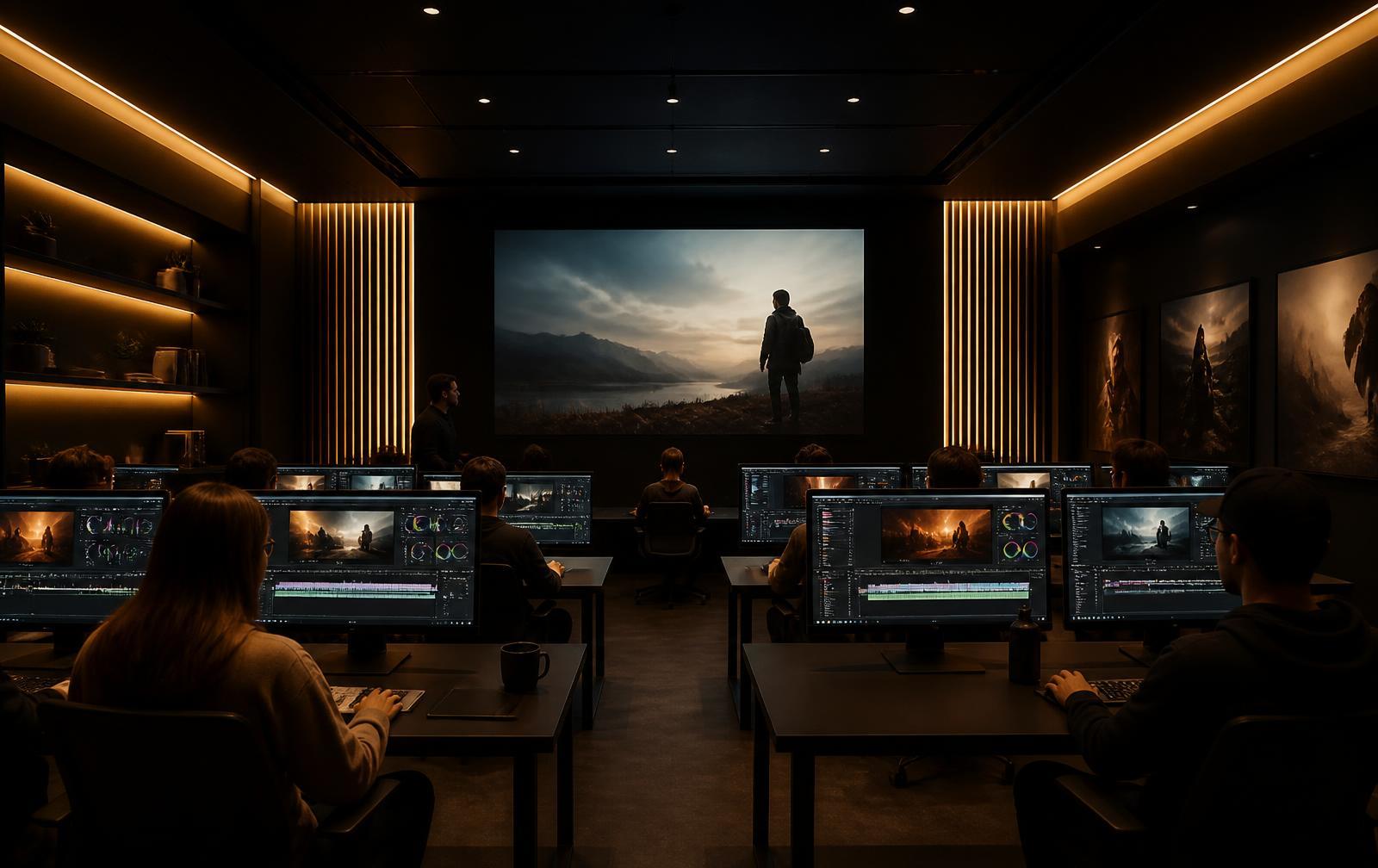 Students editing in the Gilvero Academy suite